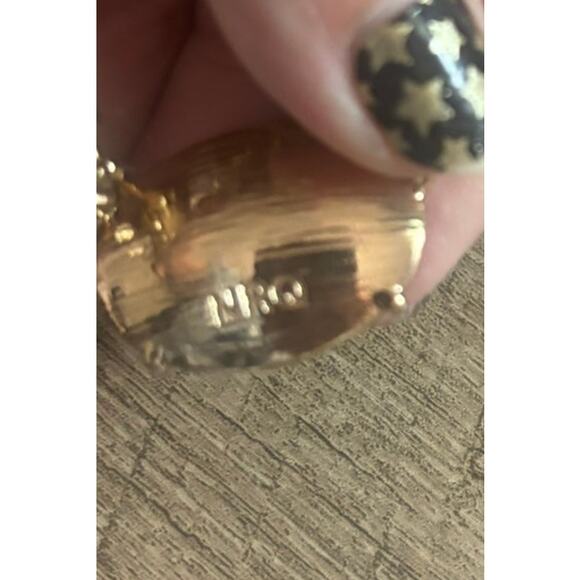 Signed NRQ (Avon) Goldtone Green Blue Rhinestones Double Strands Necklace - Picture 4 of 4